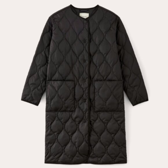 Everlane The Long Quilted Liner NWT Size M Black